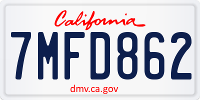 CA license plate 7MFD862
