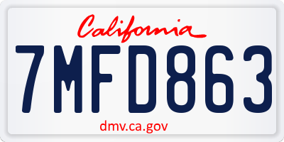CA license plate 7MFD863