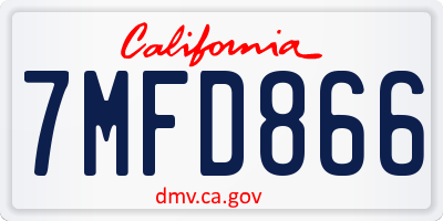 CA license plate 7MFD866
