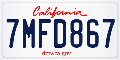 CA license plate 7MFD867