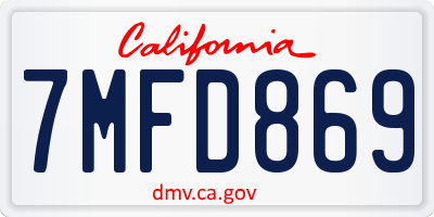 CA license plate 7MFD869