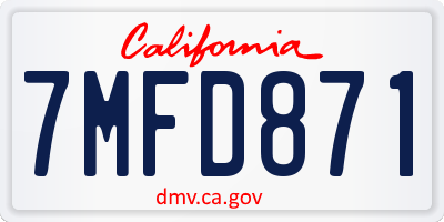 CA license plate 7MFD871