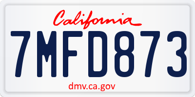 CA license plate 7MFD873