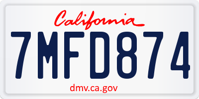 CA license plate 7MFD874