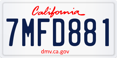 CA license plate 7MFD881