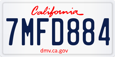 CA license plate 7MFD884
