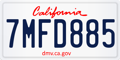 CA license plate 7MFD885