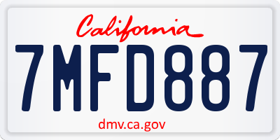 CA license plate 7MFD887