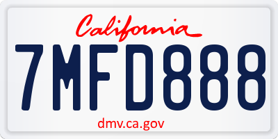 CA license plate 7MFD888