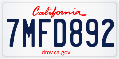 CA license plate 7MFD892