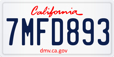 CA license plate 7MFD893