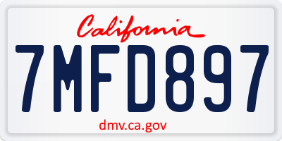 CA license plate 7MFD897