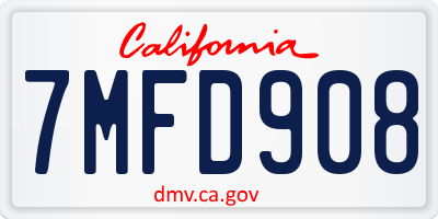 CA license plate 7MFD908