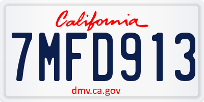 CA license plate 7MFD913
