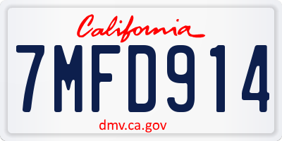 CA license plate 7MFD914