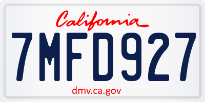 CA license plate 7MFD927