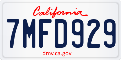 CA license plate 7MFD929