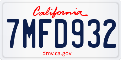 CA license plate 7MFD932