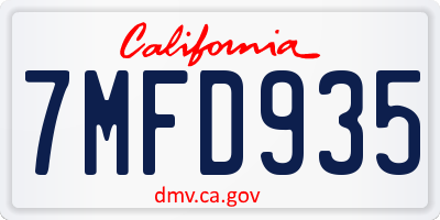 CA license plate 7MFD935