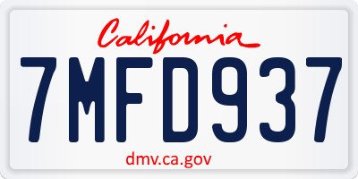 CA license plate 7MFD937