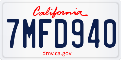 CA license plate 7MFD940