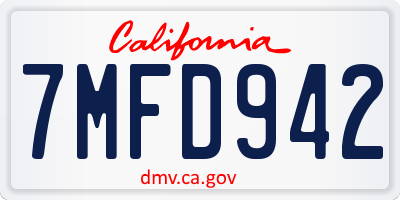 CA license plate 7MFD942