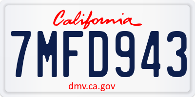 CA license plate 7MFD943
