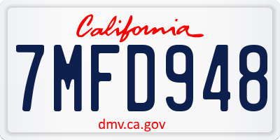 CA license plate 7MFD948