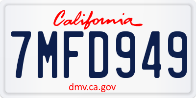 CA license plate 7MFD949