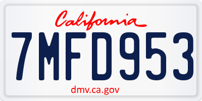 CA license plate 7MFD953