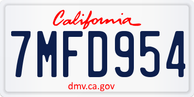 CA license plate 7MFD954