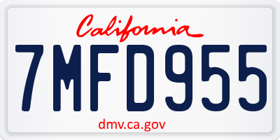 CA license plate 7MFD955