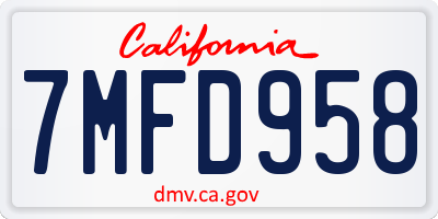 CA license plate 7MFD958