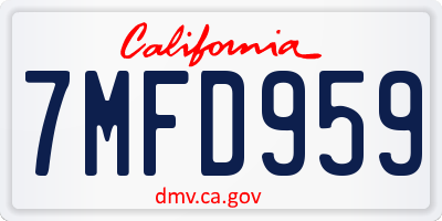 CA license plate 7MFD959