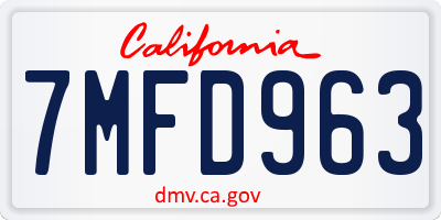 CA license plate 7MFD963