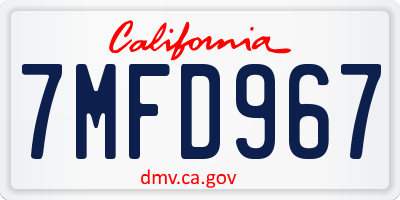 CA license plate 7MFD967
