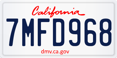 CA license plate 7MFD968