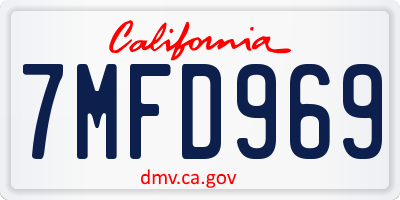 CA license plate 7MFD969