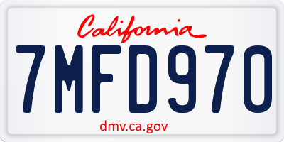 CA license plate 7MFD970