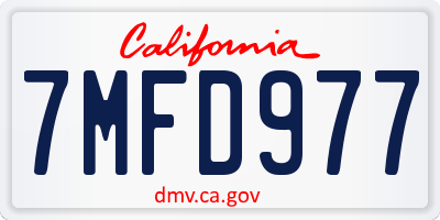 CA license plate 7MFD977