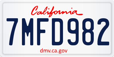 CA license plate 7MFD982