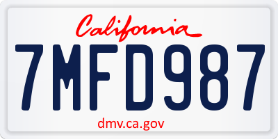 CA license plate 7MFD987