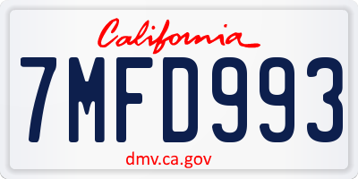 CA license plate 7MFD993