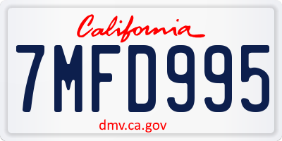 CA license plate 7MFD995