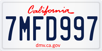 CA license plate 7MFD997