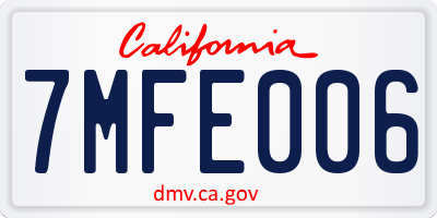 CA license plate 7MFE006