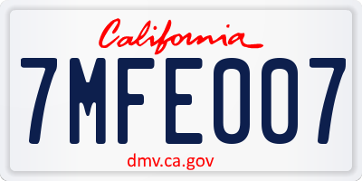 CA license plate 7MFE007