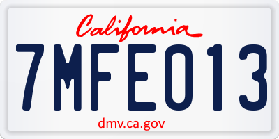 CA license plate 7MFE013