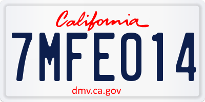 CA license plate 7MFE014