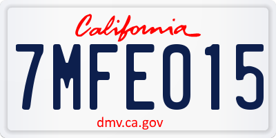CA license plate 7MFE015